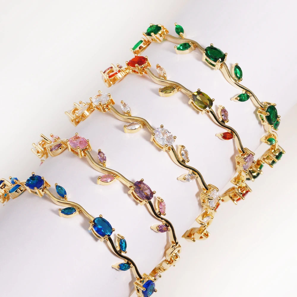 Misty and Molly Tulip Harmony Charm Bracelet Crystal 18k Gold-Plated