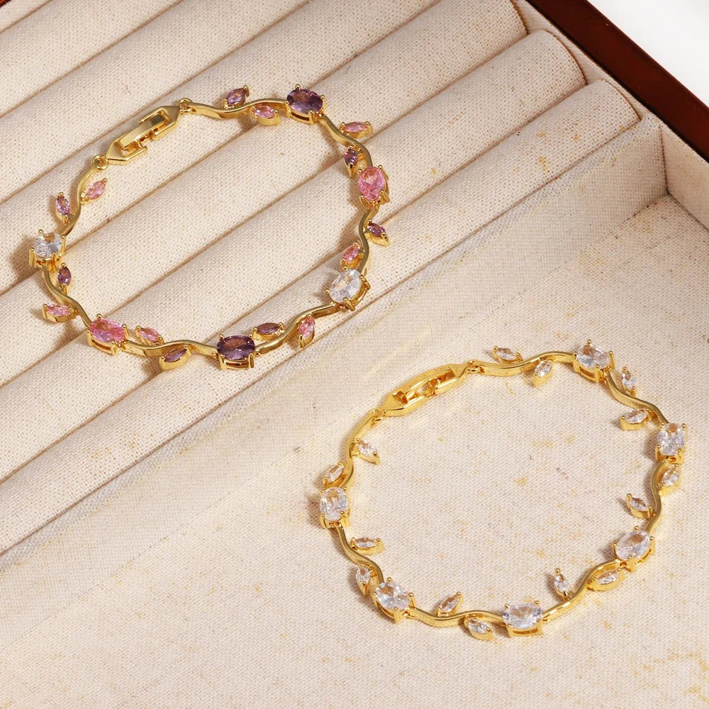 Misty and Molly Tulip Harmony Charm Bracelet Crystal 18k Gold-Plated