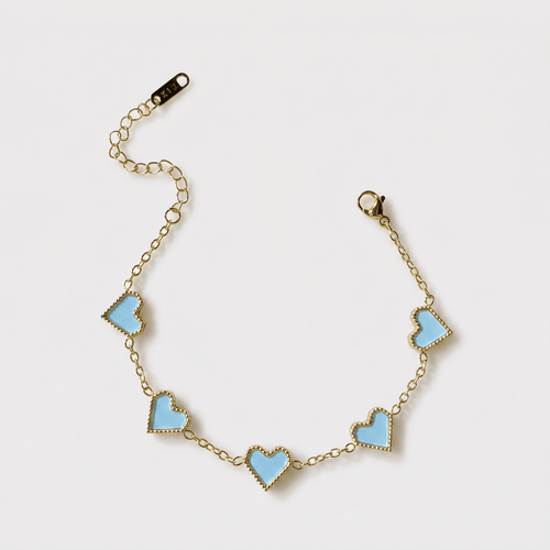 5 Heart Motif Bracelet in Green - Ellavore