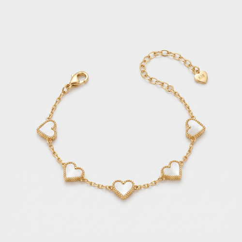 5 Heart Motif Bracelet in Green - Ellavore