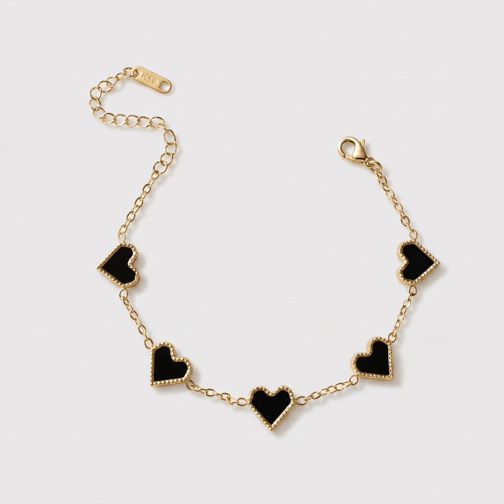 5 Heart Motif Bracelet in Light Blue - Ellavore