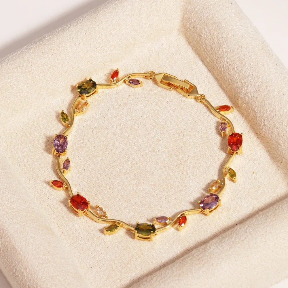 Misty and Molly Tulip Harmony Charm Bracelet Crystal 18k Gold-Plated