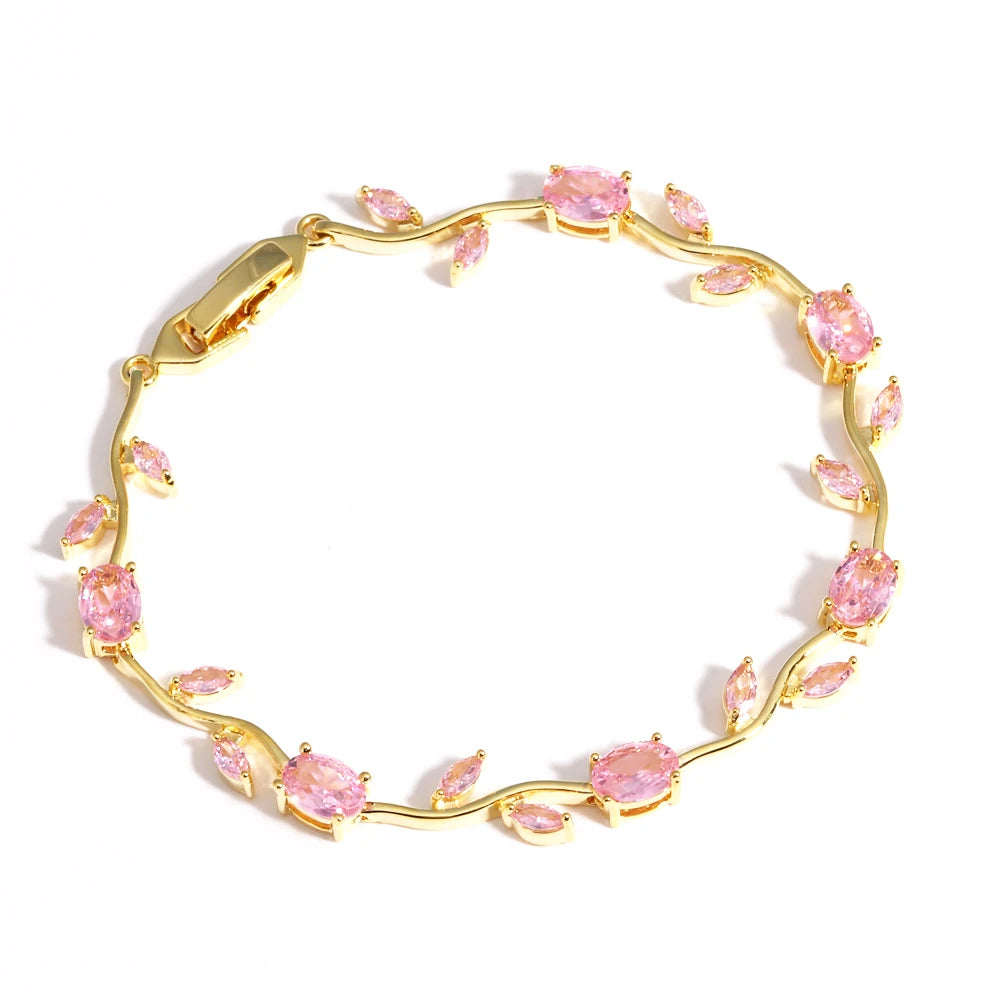 Misty and Molly Tulip Harmony Charm Bracelet Crystal 18k Gold-Plated