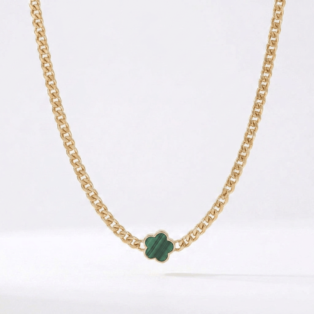 Black Forget Me Knot Flower Pendant in Gold - Ellavore