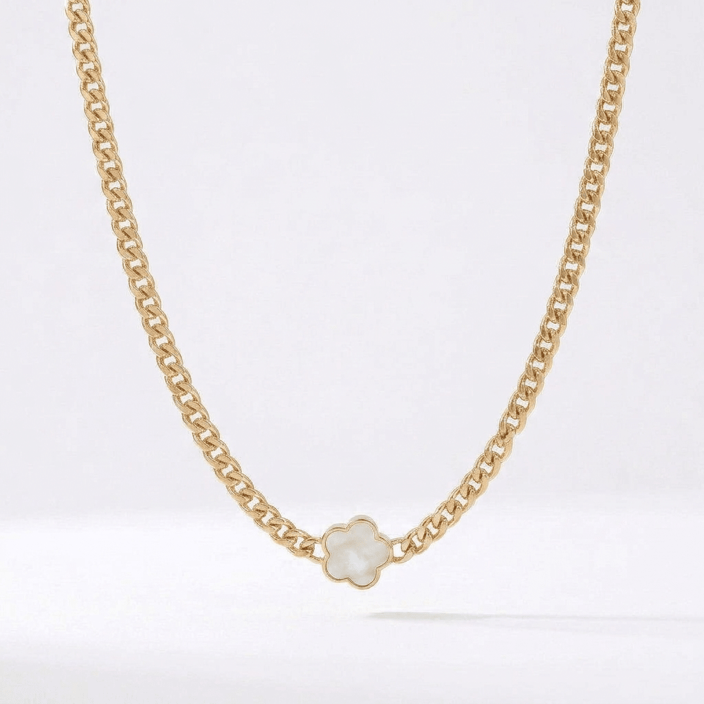 Black Forget Me Knot Flower Pendant in Gold - Ellavore
