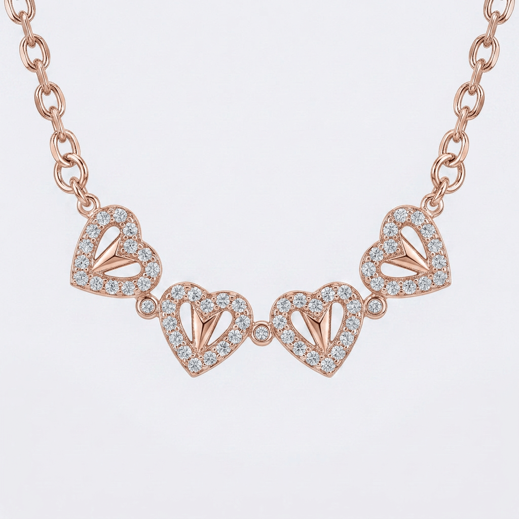 Four Leaf Folding Clover Necklace in Rose Gold - Ellavore