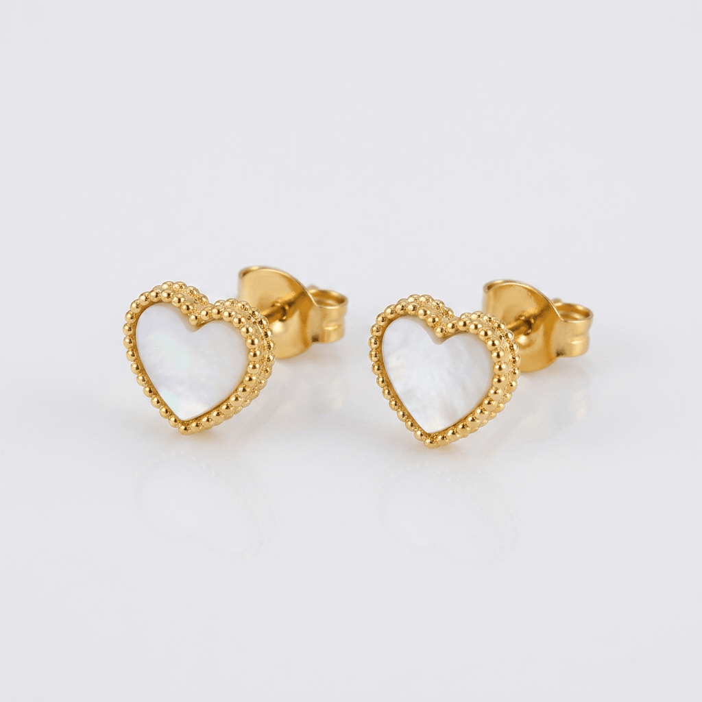 Love Motif Earrings in White Pearl - Ellavore