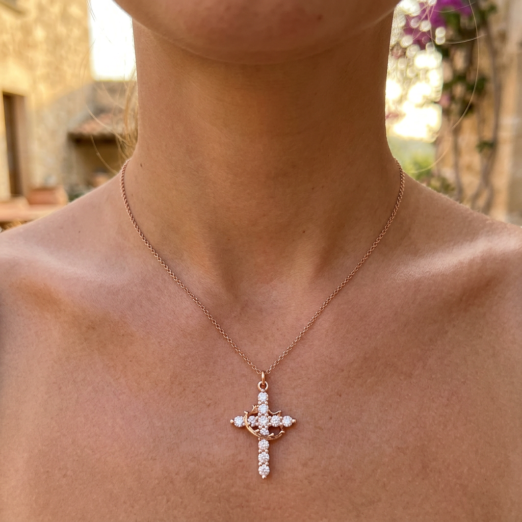The Crown & Cross Pendant in Gold