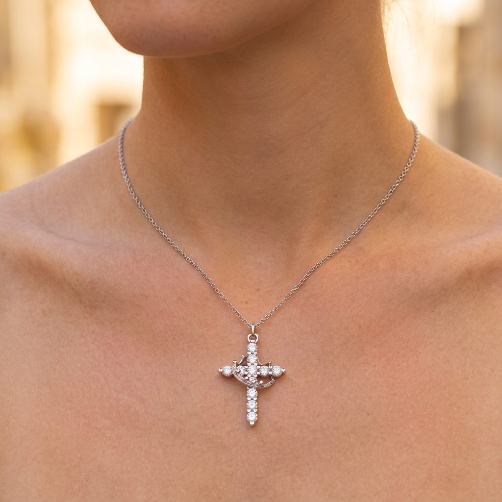 The Crown & Cross Pendant in Gold
