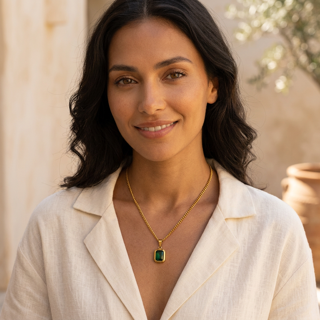 Milano Emerald Pendant in Gold