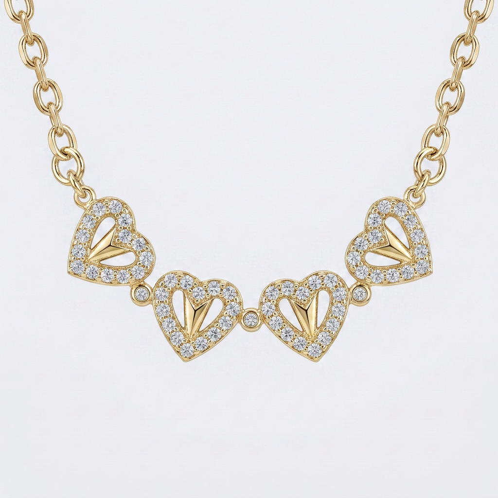 Four Leaf Folding Clover Necklace in Silver