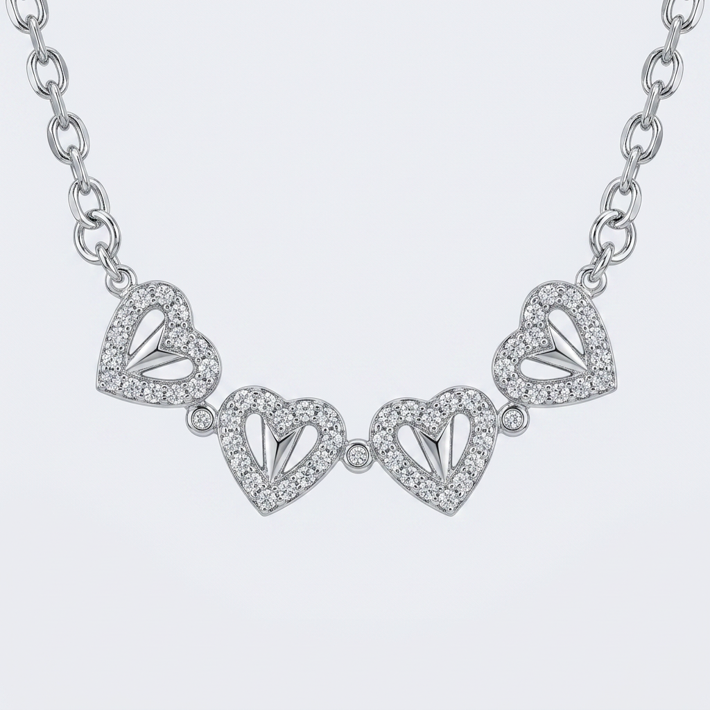 Four Leaf Folding Clover Necklace in Silver