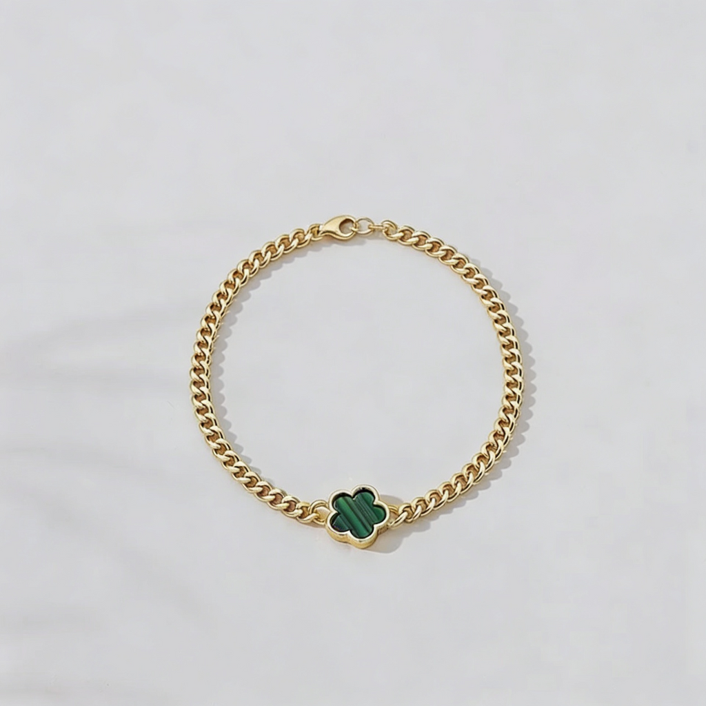 White Forget Me Knot Flower Bracelet in Gold