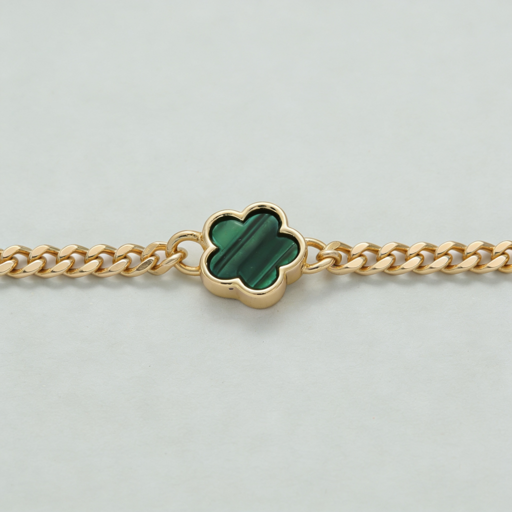 White Forget Me Knot Flower Bracelet in Gold