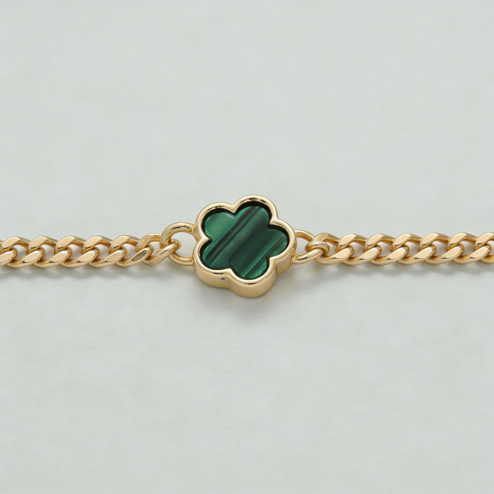 Green Forget Me Knot Flower Bracelet in Gold