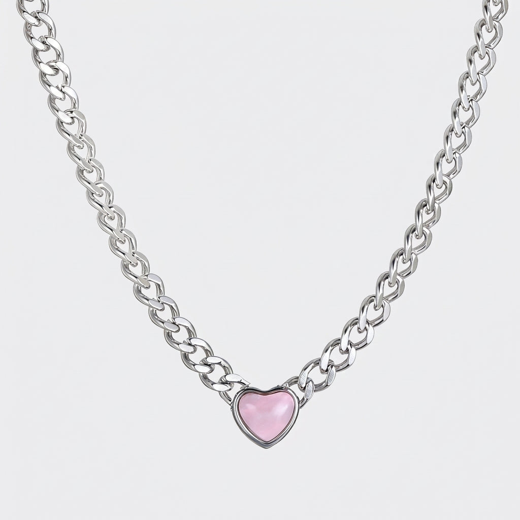 The Passion Necklace - Heart Shaped Pink Stone Pendant