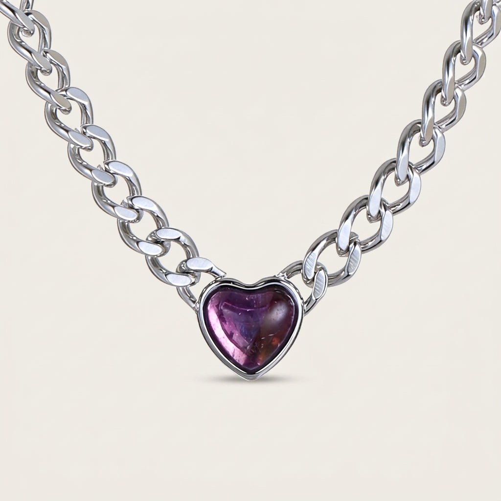 The Passion Necklace - Heart Shaped Purple Stone Pendant