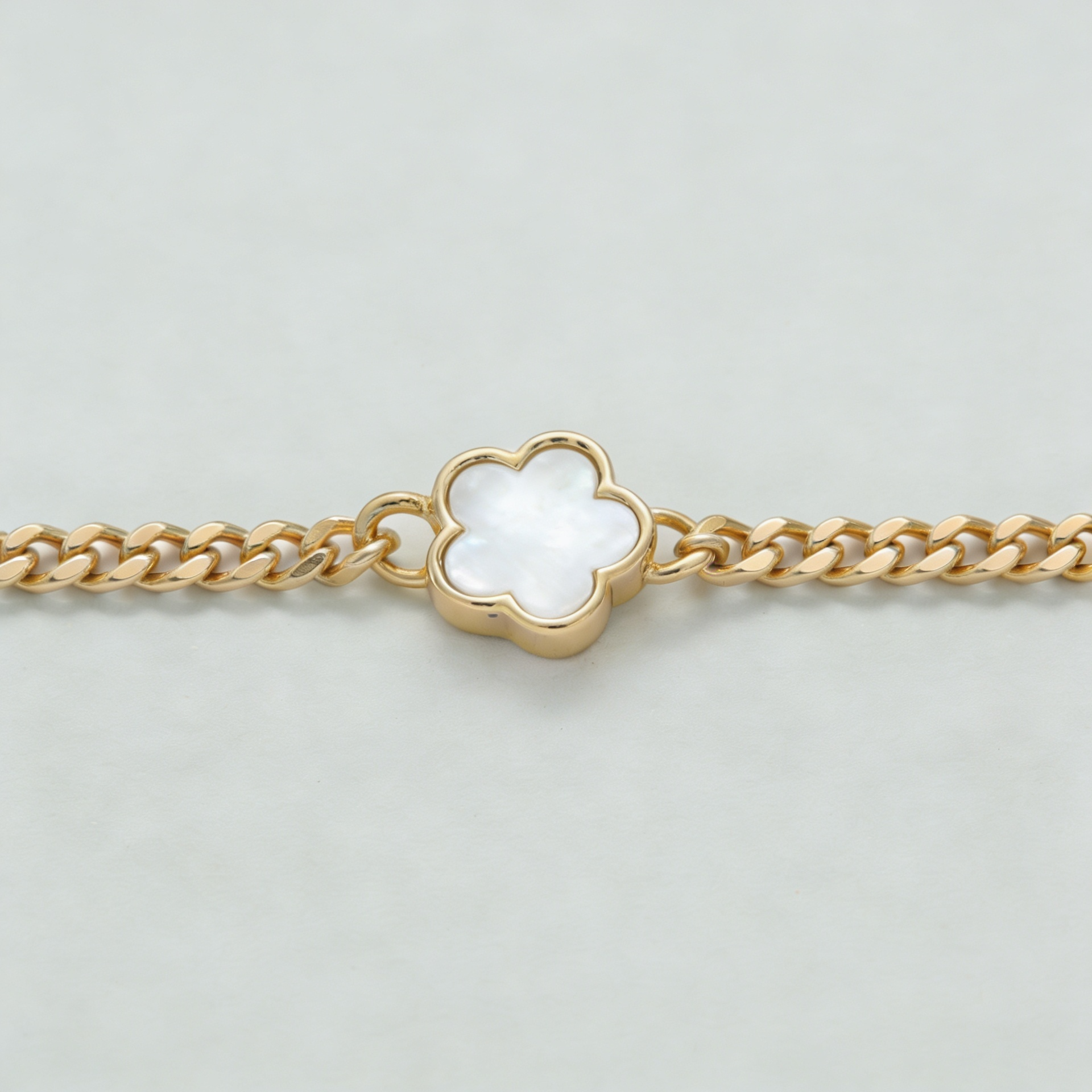 White Forget Me Knot Flower Bracelet in Gold