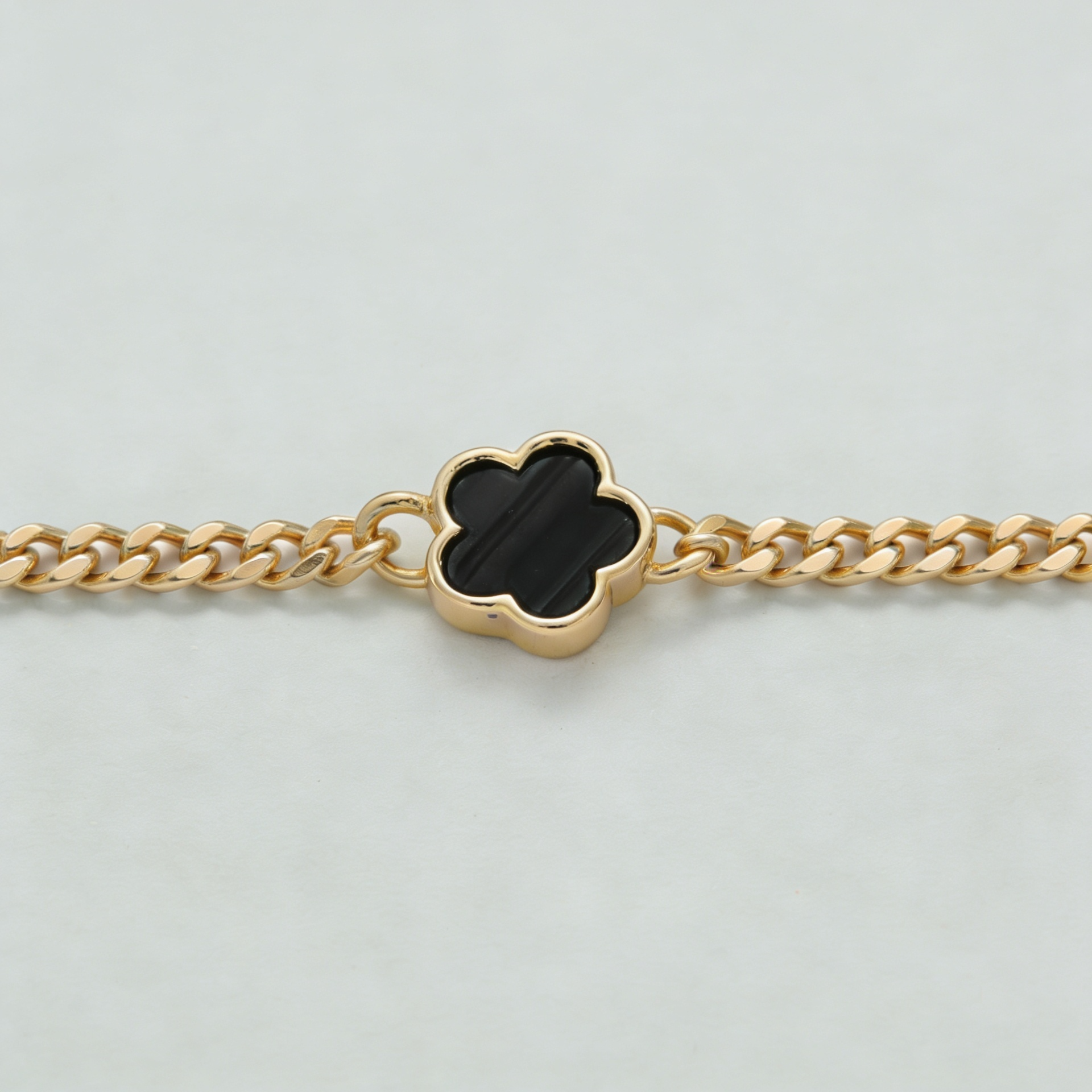 Green Forget Me Knot Flower Bracelet in Gold
