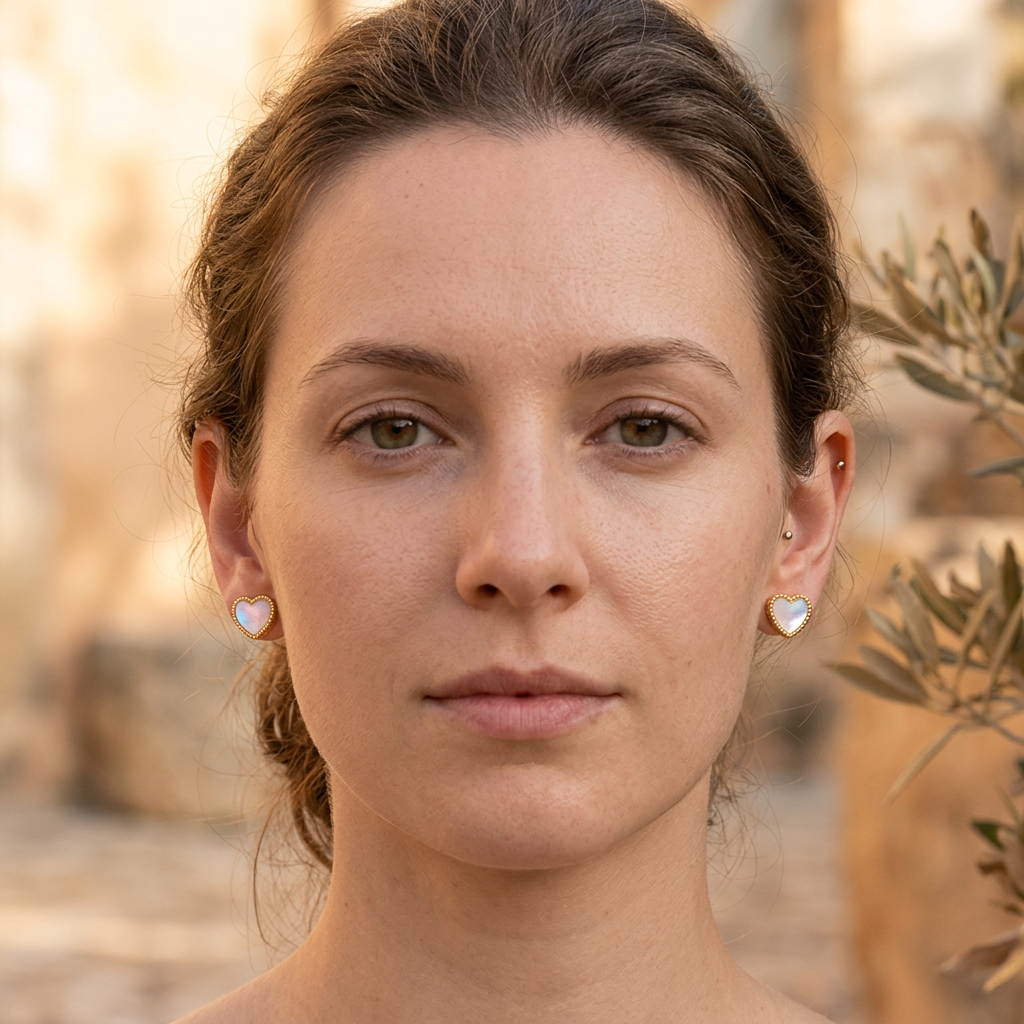 Love Motif Earrings in White Pearl