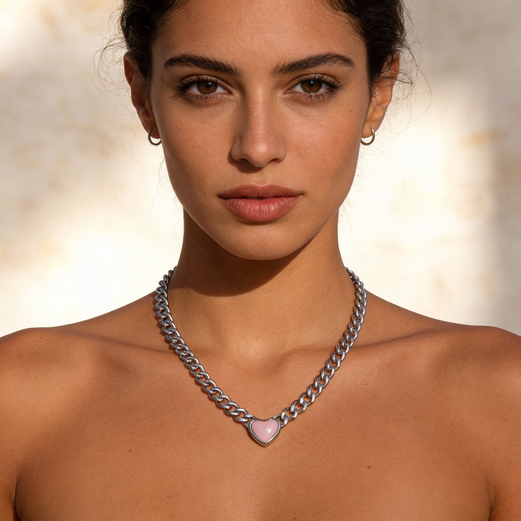 The Passion Necklace - Heart Shaped White Stone Pendant