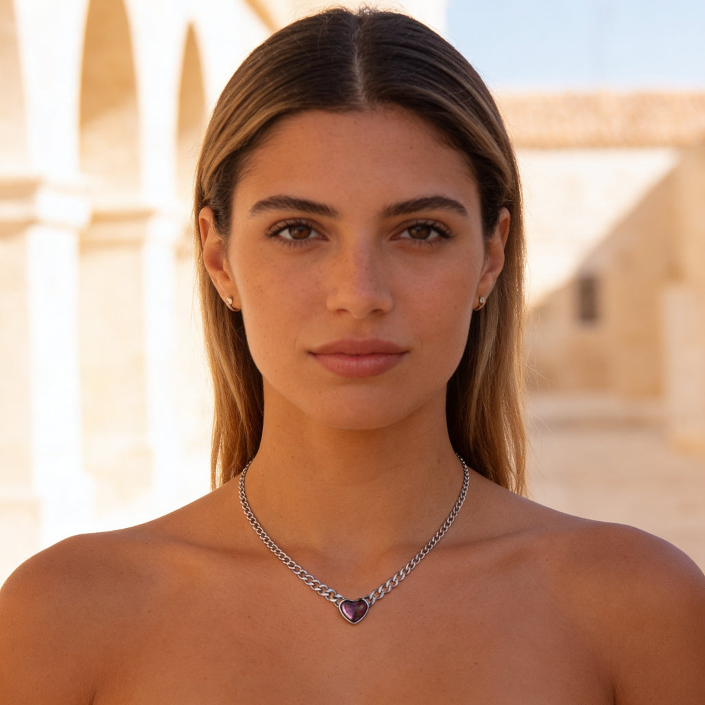 The Passion Necklace - Heart Shaped White Stone Pendant
