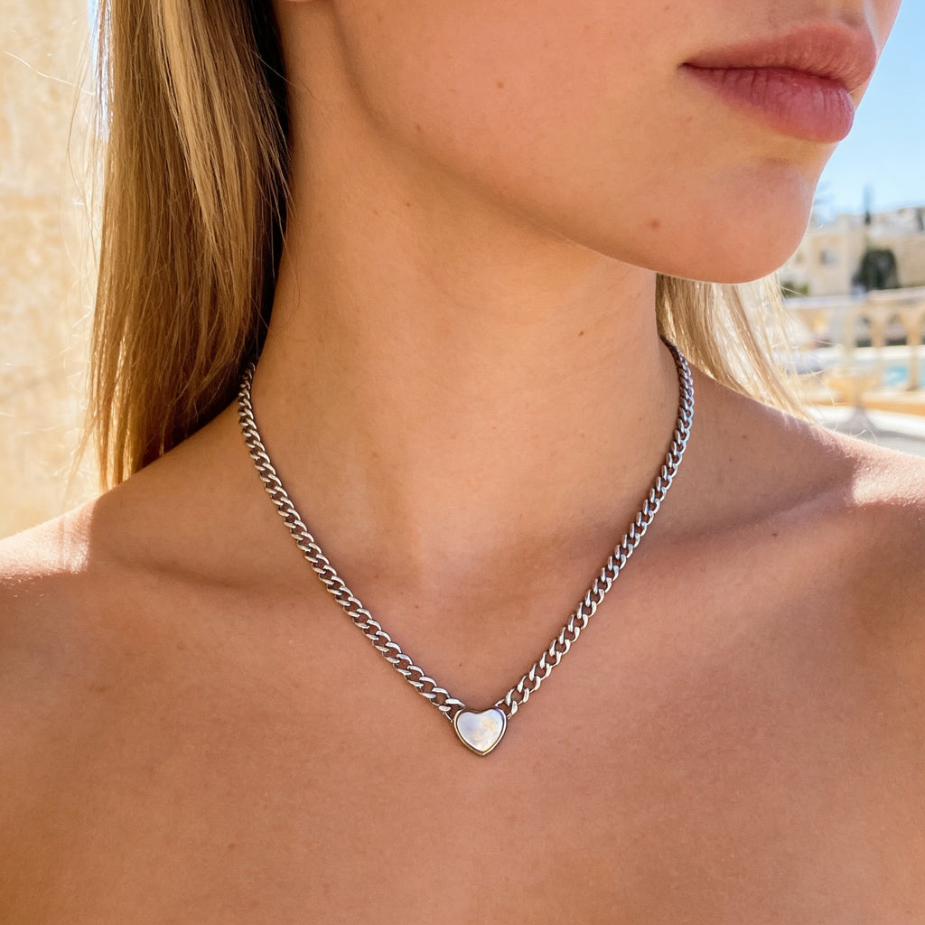 The Passion Necklace - Heart Shaped White Stone Pendant