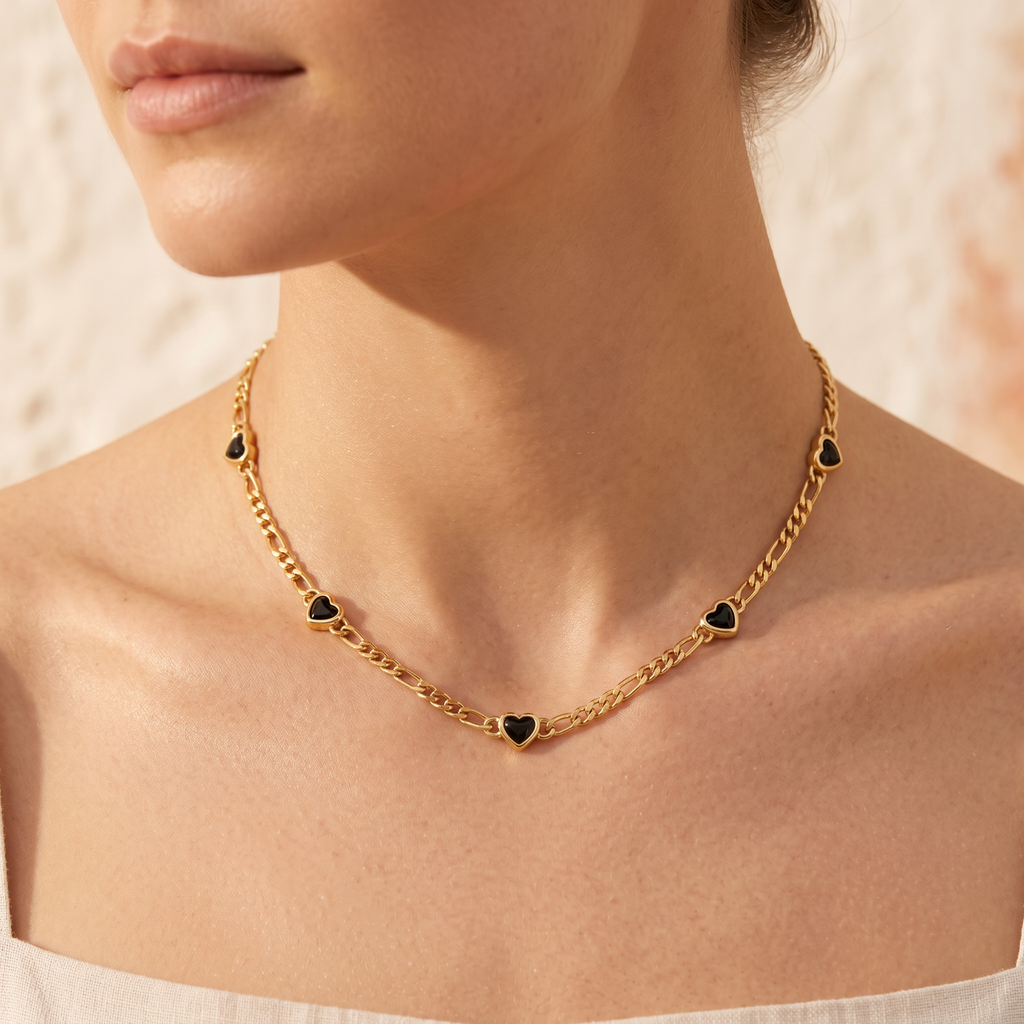 The Elorie 5 Heart Motif Necklace in Silver