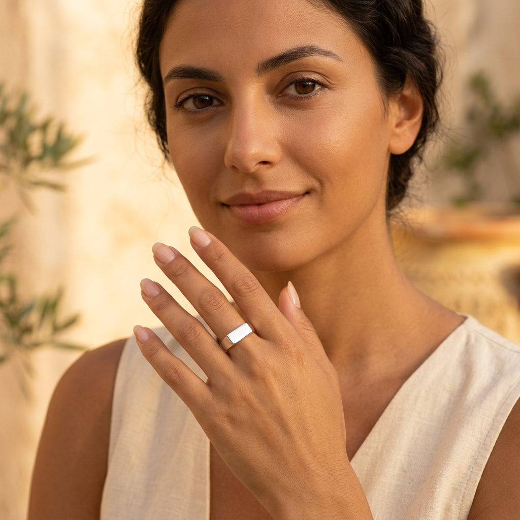 Rhodes Flat Top Gold Ring