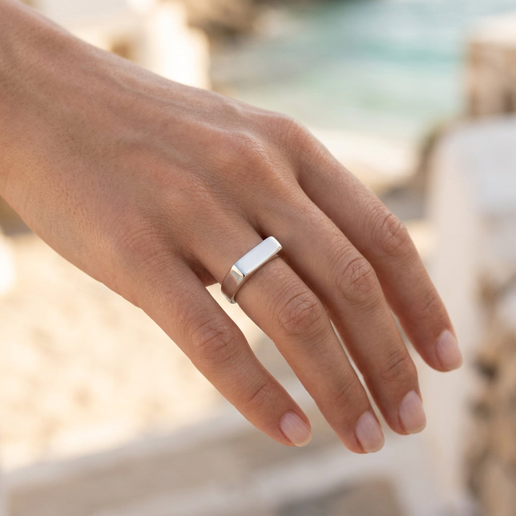 Rhodes Flat Top Gold Ring