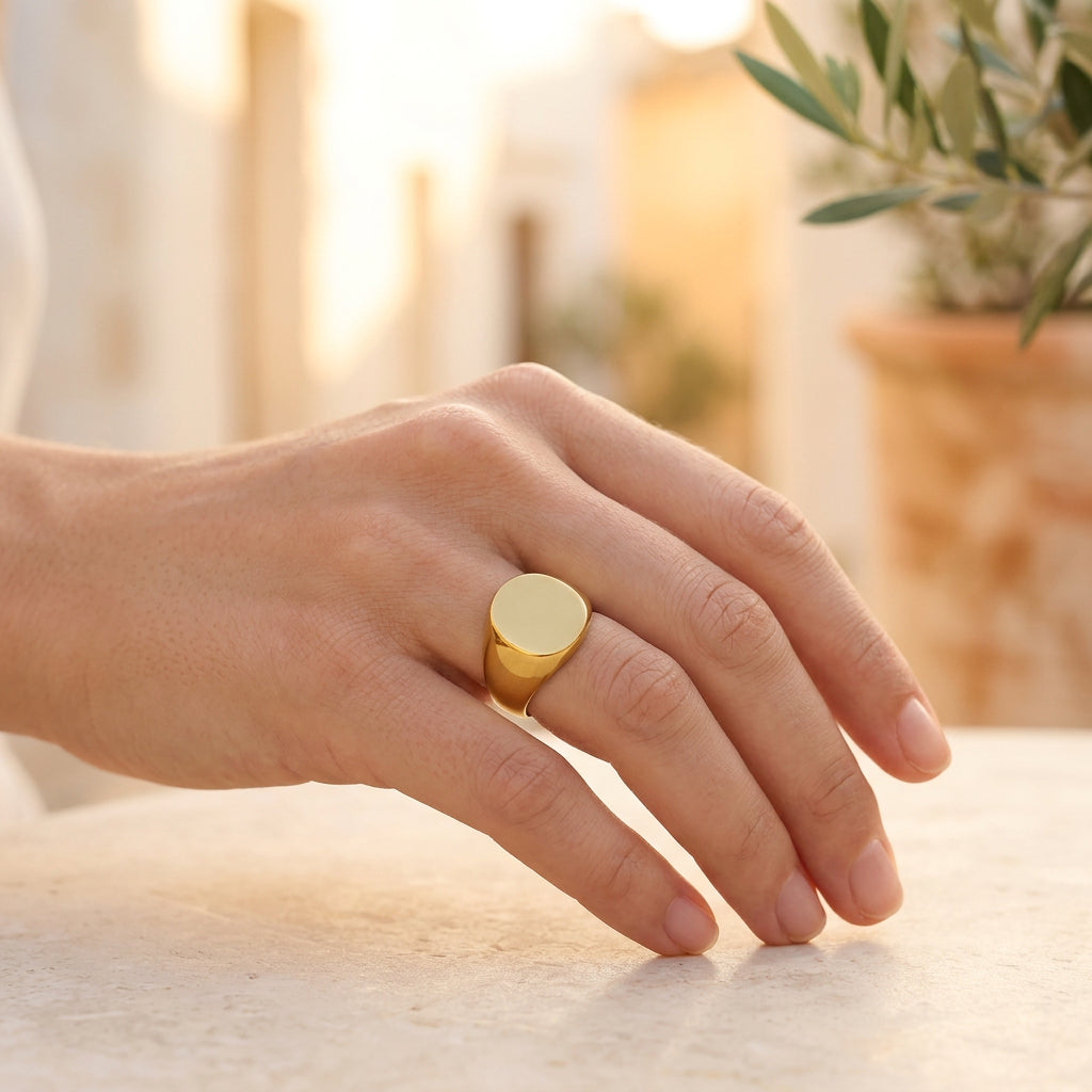Plain Flat Oval Signet Silver Ring