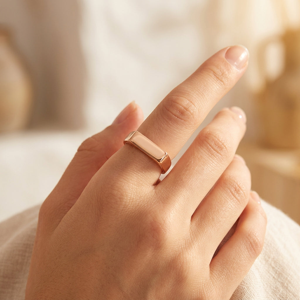 Rhodes Flat Top Gold Ring