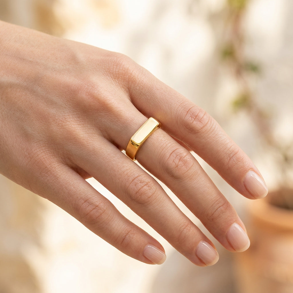 Rhodes Flat Top Gold Ring