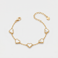 5 Heart Motif Bracelet in White Pearl