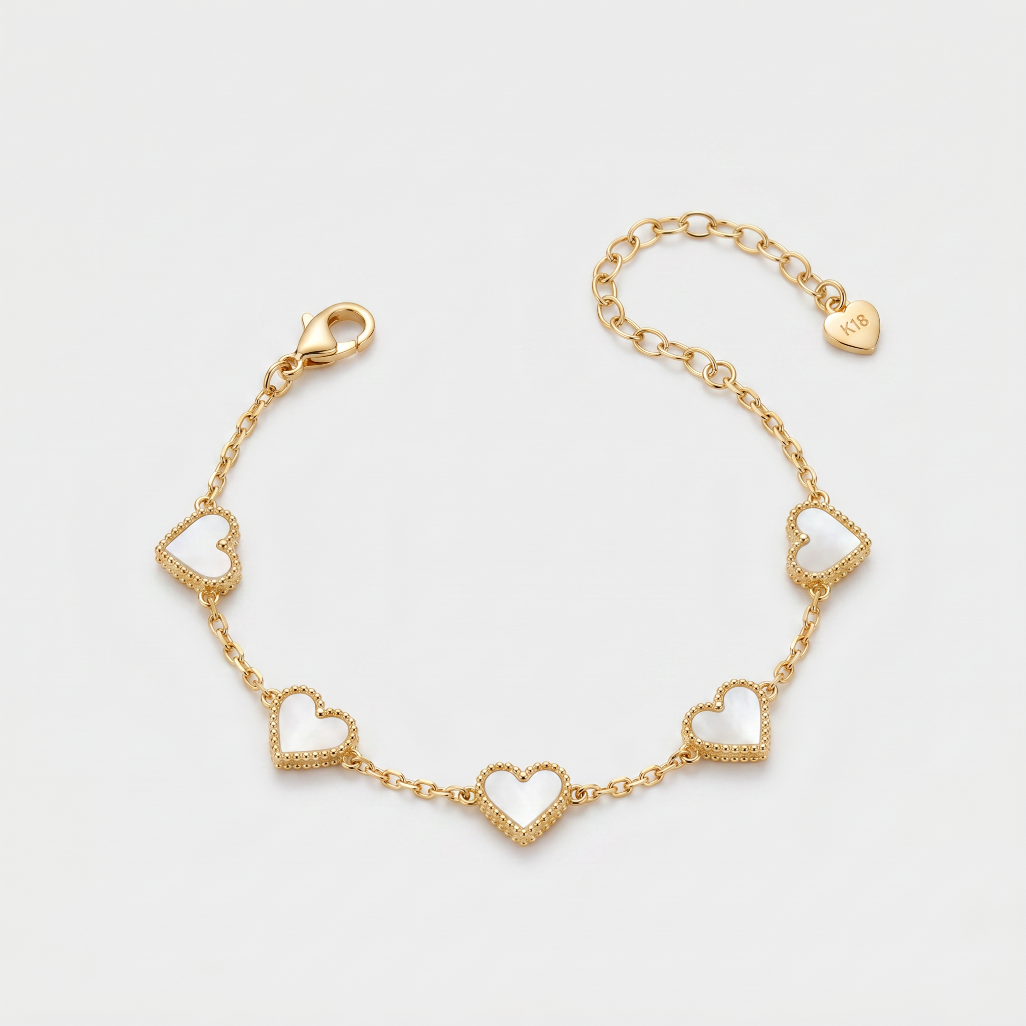 5 Heart Motif Bracelet in Blue