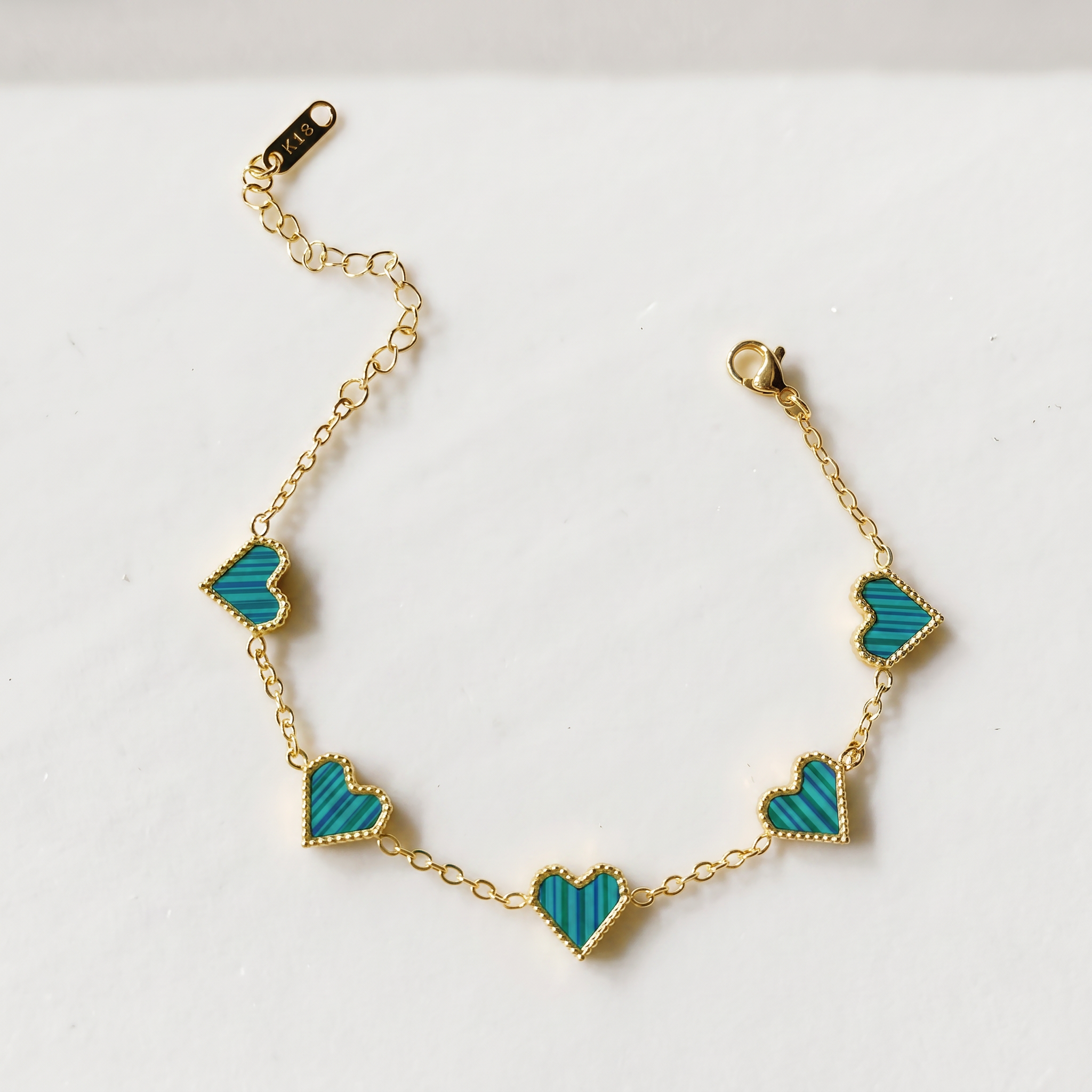 5 Heart Motif Bracelet in Blue