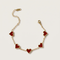 5 Heart Motif Bracelet in Red