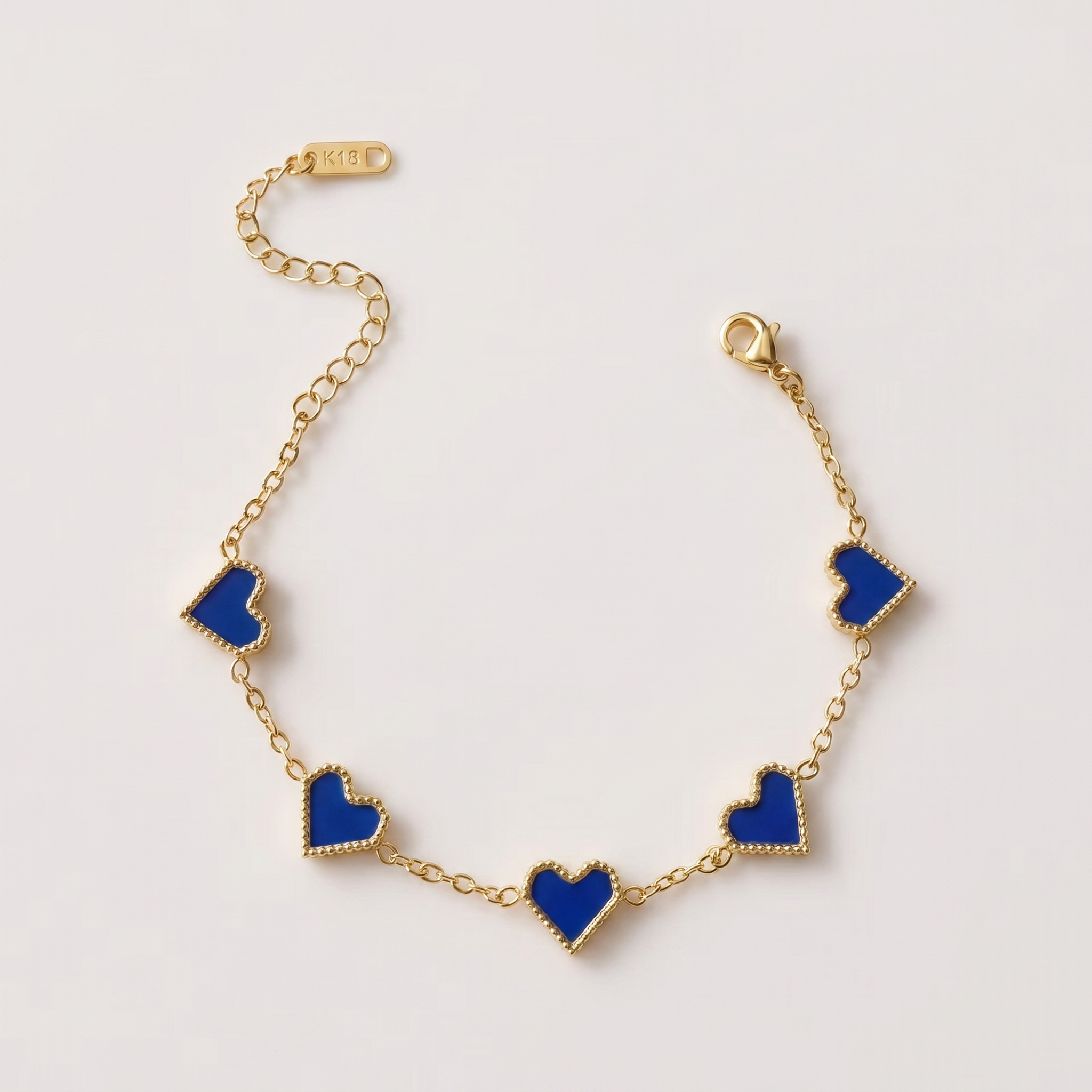 5 Heart Motif Bracelet in Blue