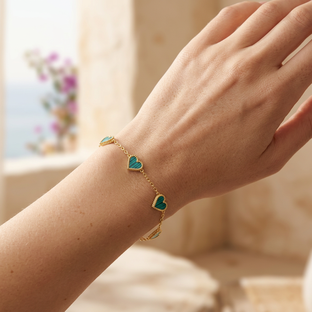 5 Heart Motif Bracelet in Blue