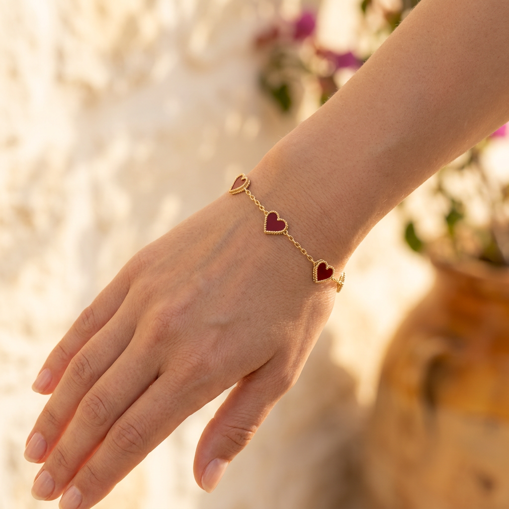 5 Heart Motif Bracelet in Blue