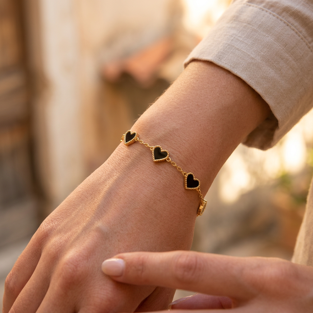 5 Heart Motif Bracelet in Blue