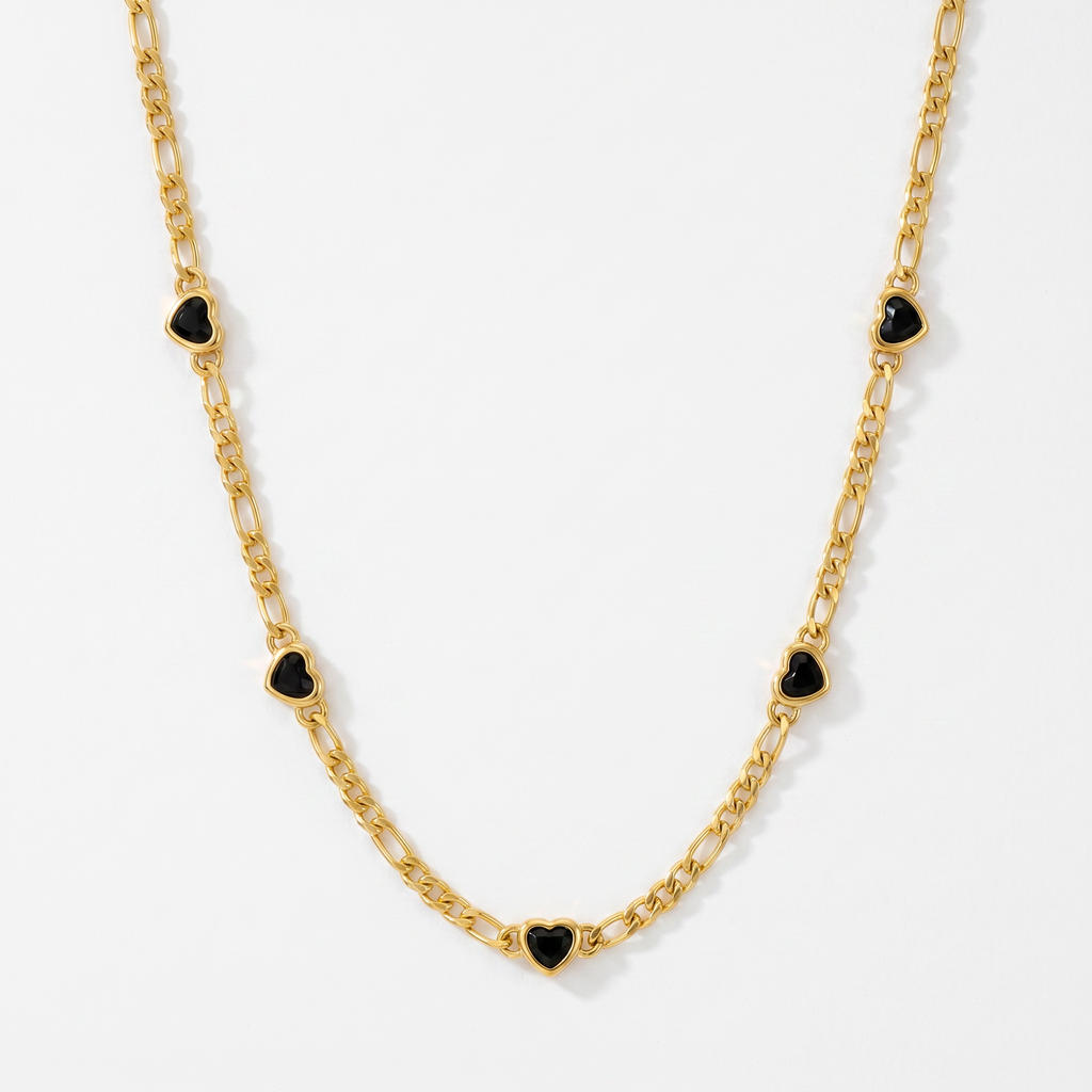 The Elorie 5 Heart Motif Necklace in Gold