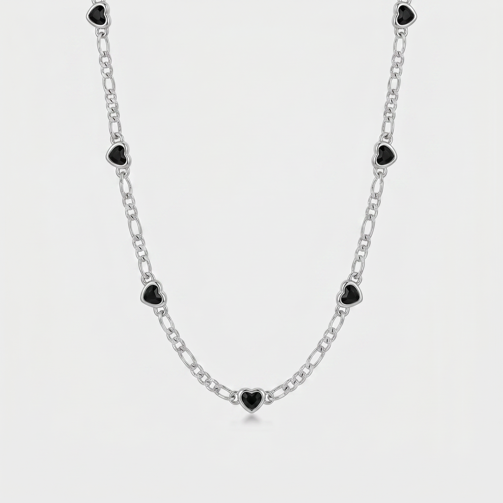 The Elorie 5 Heart Motif Necklace in Silver