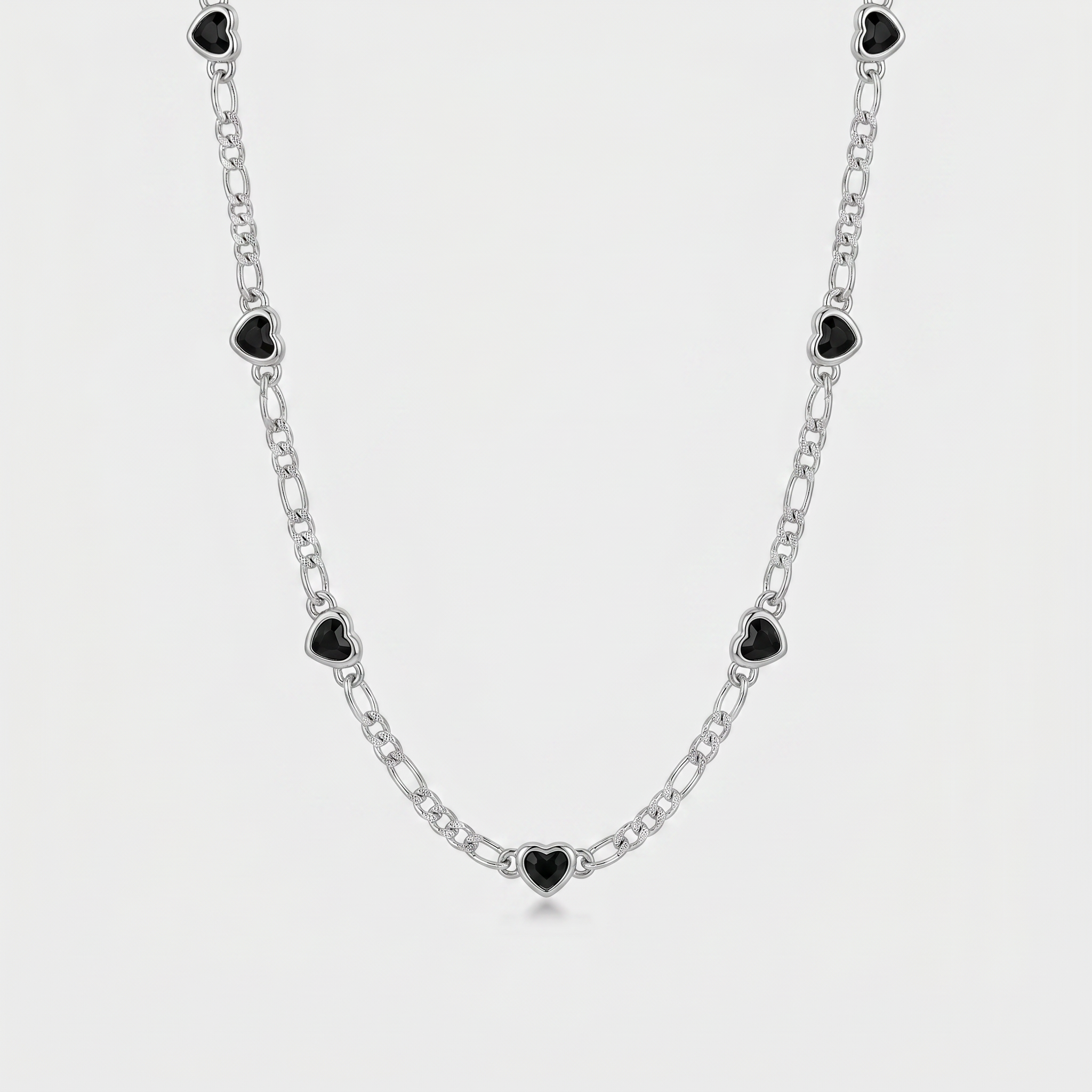 The Elorie 5 Heart Motif Necklace in Silver