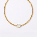 White Pearl Forget Me Knot Flower Pendant in Gold