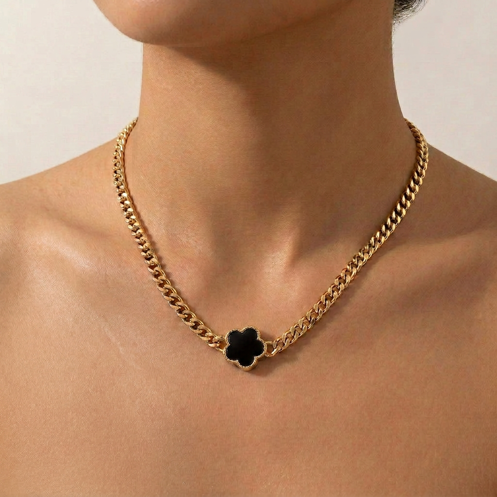 White Pearl Forget Me Knot Flower Pendant in Gold