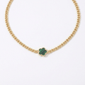 Green Forget Me Knot Flower Pendant in Gold