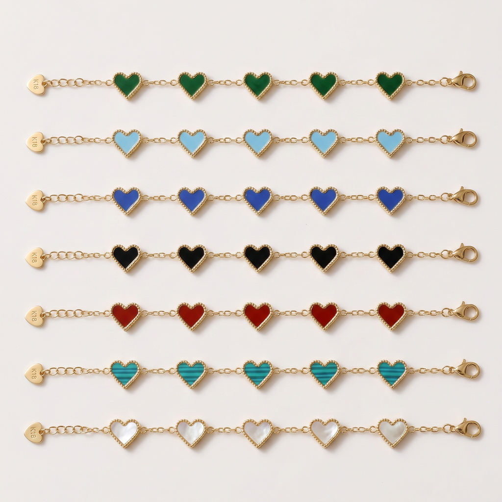 5 Heart Motif Bracelet in Blue