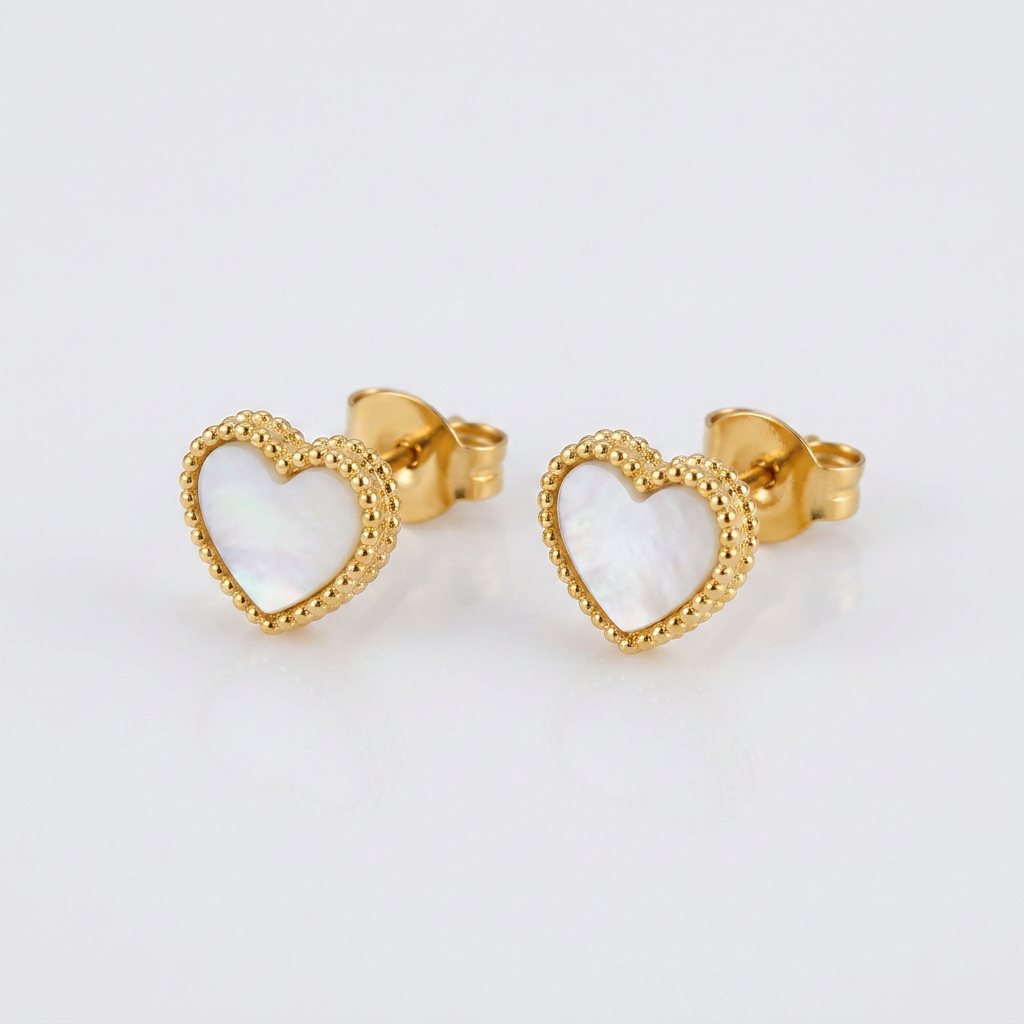 Love Motif Earrings in White Pearl