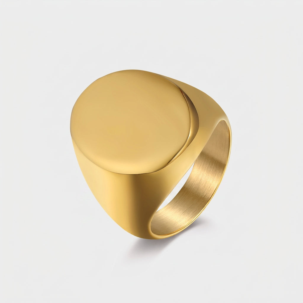 Plain Flat Oval Signet Gold Ring